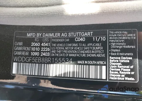 2011 Mercedes-Benz C 300 Luxury/Sport from USA, damaged, VIN WDDGF5EB8BR155534